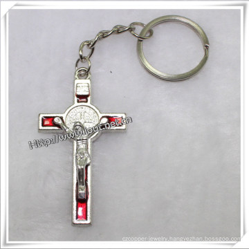 Metal Key Chain Cross Charm Ladies Keychain / Cross Key Chain (IO-CK059)